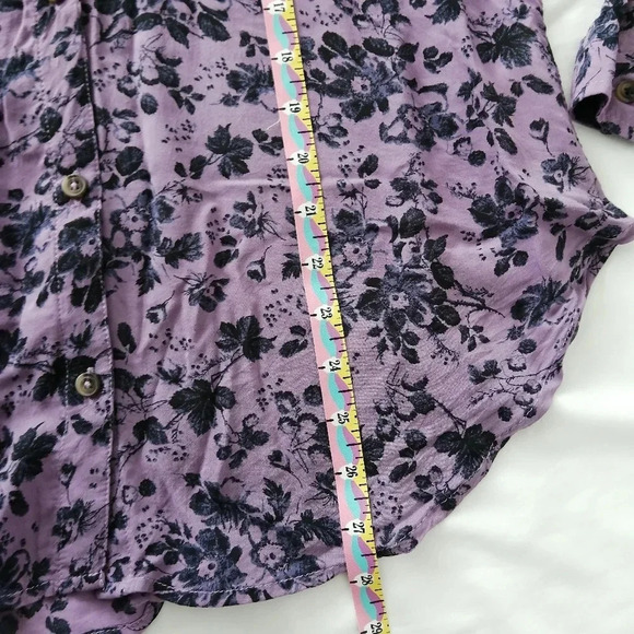 Anthropologie Pilcro Romy Relaxed Button Up Blouse Purple Floral Oversize XS - Picture 15 of 16